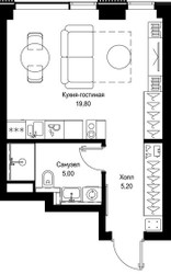 Планировка студии(квартира) площадью 30 квадратных метров в ЖК “Мультиквартал СИТИДЗЕН”