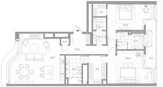 Планировка двухкомнатной(квартира) площадью 146.6 квадратных метров в “Клубный дом PHANTOM (Фантом)”
