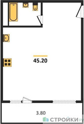 Планировка однокомнатной(квартира) площадью 45.2 квадратных метров в ЖК “ЖК Одинбург”