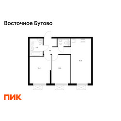 Планировка двухкомнатной(квартира) площадью 48.1 квадратных метров в ЖК “ЖК Восточное Бутово”