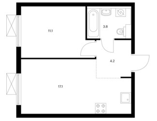 Планировка однокомнатной(квартира) площадью 36.2 квадратных метров в ЖК “ЖК Люблинский парк”