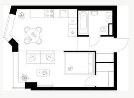 Планировка однокомнатной(квартира) площадью 35 квадратных метров в “ЖК Мичуринский Парк”