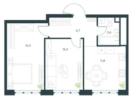 Планировка двухкомнатной(квартира) площадью 50.8 квадратных метров в “ЖК Левел Южнопортовая”