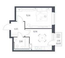 Планировка однокомнатной(квартира) площадью 35.2 квадратных метров в “ЖК Томилино Парк”