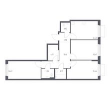 Планировка трехкомнатной(квартира) площадью 78.54 квадратных метров в “ЖК Новое Внуково”