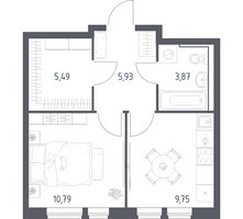 Планировка однокомнатной(квартира) площадью 35.83 квадратных метров в “ЖК Квартал Авиаторов”