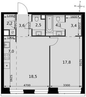 Планировка двухкомнатной(квартира) площадью 59.1 квадратных метров в “ЖК Амбер Сити”