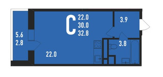 Планировка студии(квартира) площадью 32.8 квадратных метров в “ЖК Ивантеевка 2020”