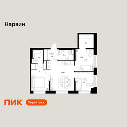 Планировка трехкомнатной(квартира) площадью 66.9 квадратных метров в ЖК “Нарвин”