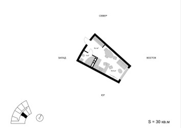 Планировка однокомнатной(квартира) площадью 30 квадратных метров в ЖК “ЖК Мытищи Сити”