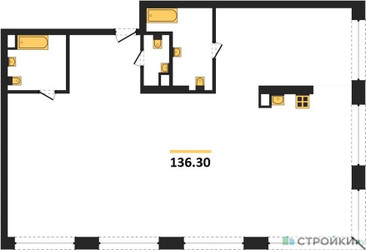 Планировка трехкомнатной(квартира) площадью 136.3 квадратных метров в ЖК “ЖК Luzhniki Collection (Коллекция Лужники)”