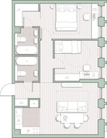 Планировка двухкомнатной(квартира) площадью 60.8 квадратных метров в “ЖК Среда на Кутузовском”