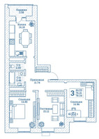 Планировка трехкомнатной(квартира) площадью 79.2 квадратных метров в “ЖК Новоград Монино”