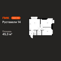 Планировка двухкомнатной(квартира) площадью 45.3 квадратных метров в “ЖК Руставели 14”