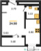 Планировка студии(квартира) площадью 24.9 квадратных метров в “ЖК Первый Лермонтовский”