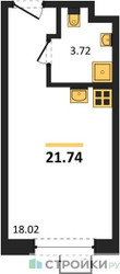 Планировка студии(квартира) площадью 21.74 квадратных метров в ЖК “ЖК Citimix (СитиМикс)”