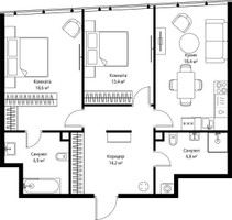Планировка двухкомнатной(квартира) площадью 78.3 квадратных метров в “ЖК ОНЕ”