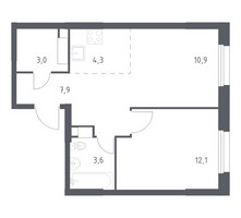 Планировка однокомнатной(квартира) площадью 40.5 квадратных метров в “ЖК ЭкоБунино (Южное Бунино)”