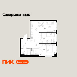 Планировка двухкомнатной(квартира) площадью 59.4 квадратных метров в ЖК “ЖК Саларьево парк”