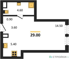 Планировка студии(квартира) площадью 29 квадратных метров в ЖК “Акценты”