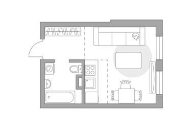 Планировка студии(квартира) площадью 22.92 квадратных метров в ЖК “ЖК Аникеевский”