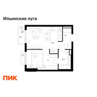Планировка однокомнатной(квартира) площадью 35.3 квадратных метров в “ЖК Ильинские луга”