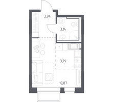 Планировка студии(квартира) площадью 21.74 квадратных метров в “ЖК Томилино Парк”