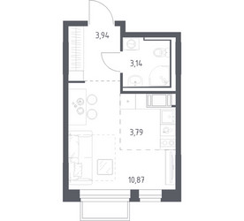 Планировка студии(квартира) площадью 21.74 квадратных метров в ЖК “ЖК Томилино Парк”