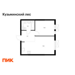 Планировка однокомнатной(квартира) площадью 37.5 квадратных метров в ЖК “ЖК Кузьминский лес”