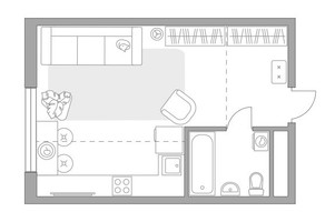 Планировка студии(квартира) площадью 29.58 квадратных метров в “ЖК Притяжение Сити”