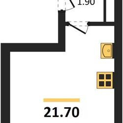 Планировка студии(квартира) площадью 21.7 квадратных метров в ЖК “ЖК Wave (Вейв)”