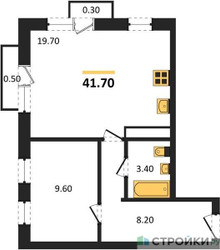 Планировка однокомнатной(квартира) площадью 41.7 квадратных метров в ЖК “ЖК Южная Долина”