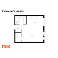 Планировка однокомнатной(квартира) площадью 33.7 квадратных метров в “ЖК Кузьминский лес”