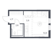 Планировка студии(квартира) площадью 22.57 квадратных метров в “ЖК Пригород Лесное”