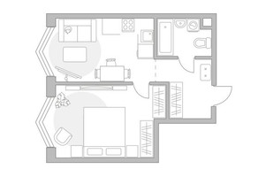 Планировка однокомнатной(квартира) площадью 41.11 квадратных метров в “ЖК Мневники от Гранель”
