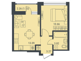 Планировка однокомнатной(квартира) площадью 32 квадратных метров в “ЖК Level Лесной”
