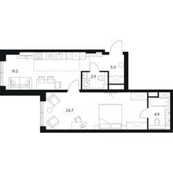 Планировка однокомнатной(квартира) площадью 56.8 квадратных метров в ЖК “ЖК NEXUS by Akvilon (Нексус от Аквилон)”