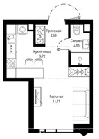 Планировка студии(апартаменты) площадью 27.04 квадратных метров в “ЖК JOIS (Джойс)”