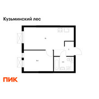 Планировка однокомнатной(квартира) площадью 31.9 квадратных метров в “ЖК Кузьминский лес”