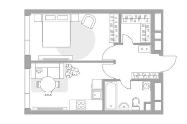 Планировка однокомнатной(квартира) площадью 40.55 квадратных метров в ЖК “ЖК Нижегородская от Гранель”