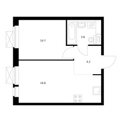 Планировка однокомнатной(квартира) площадью 35.5 квадратных метров в ЖК “ЖК Волжский Парк”