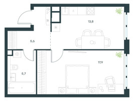 Планировка однокомнатной(квартира) площадью 43 квадратных метров в “ЖК Level Южнопортовая”