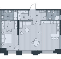 Планировка двухкомнатной(квартира) площадью 76.3 квадратных метров в “ЖК Ever (Эвер)”
