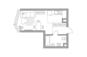 Планировка студии(квартира) площадью 29.06 квадратных метров в “ЖК Мневники от Гранель”