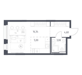 Планировка студии(квартира) площадью 29.1 квадратных метров в ЖК “ЖК Заречье Парк”