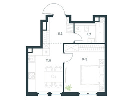 Планировка однокомнатной(квартира) площадью 36.1 квадратных метров в “ЖК Level Нижегородская”