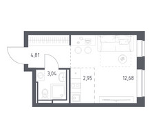 Планировка студии(квартира) площадью 23.48 квадратных метров в “ЖК Богдановский Лес”