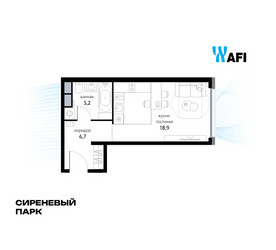 Планировка студии(квартира) площадью 30.8 квадратных метров в ЖК “ЖК Сиреневый парк”