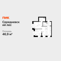 Планировка двухкомнатной(квартира) площадью 46.9 квадратных метров в ЖК “ЖК Середневский лес”