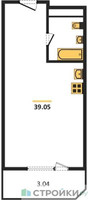 Планировка однокомнатной(квартира) площадью 39.1 квадратных метров в “ЖК Одинбург”